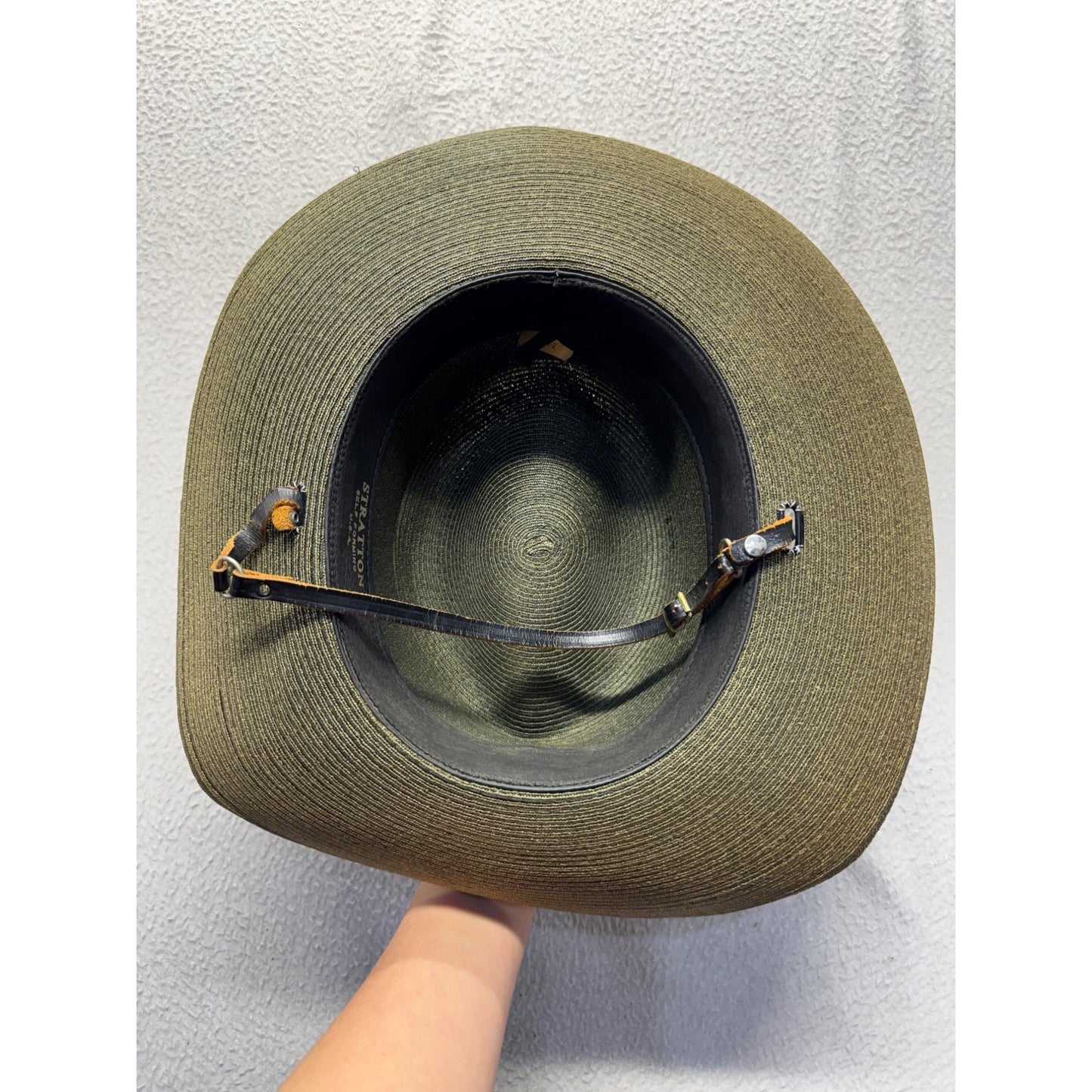 Straw Campaign Hat With Chin Strap & Gold Acorn Cord - Olive Green #9768