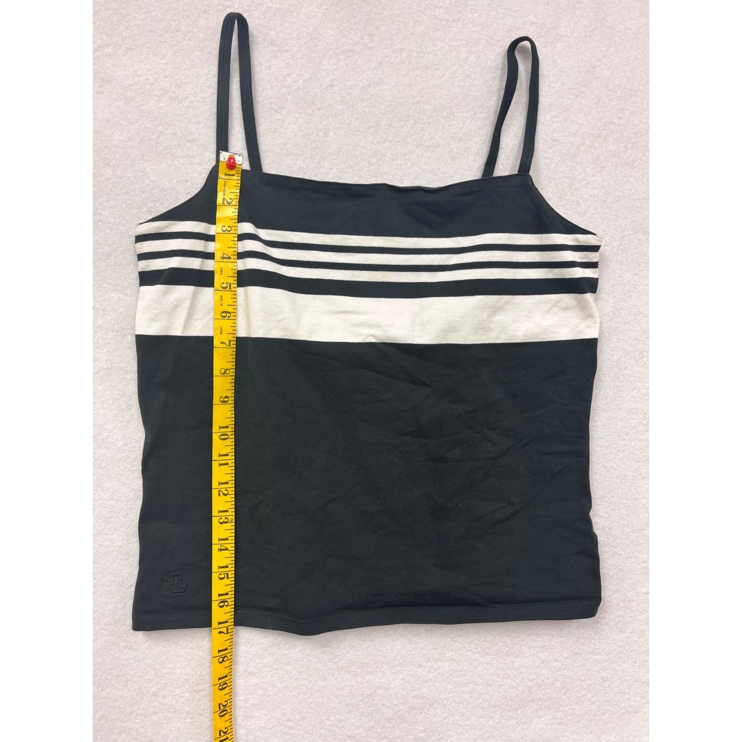 Lauren Ralph Lauren Women's Black & White Striped Tank #2920