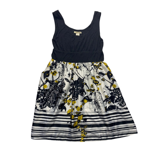 Arden B Sleeveless Black & Floral Print Dress With Yellow Accents #7340