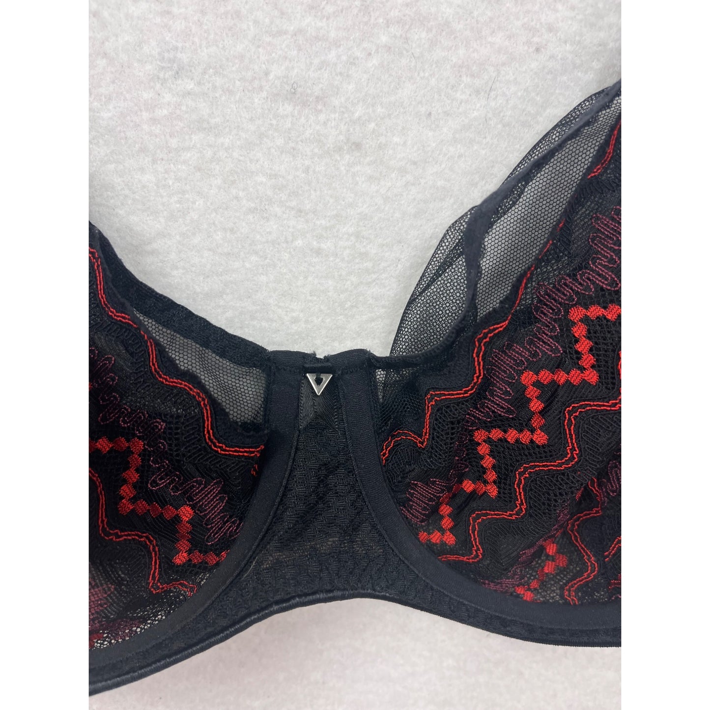 Freya 32G Black & Red Lace Underwire Bra #8660