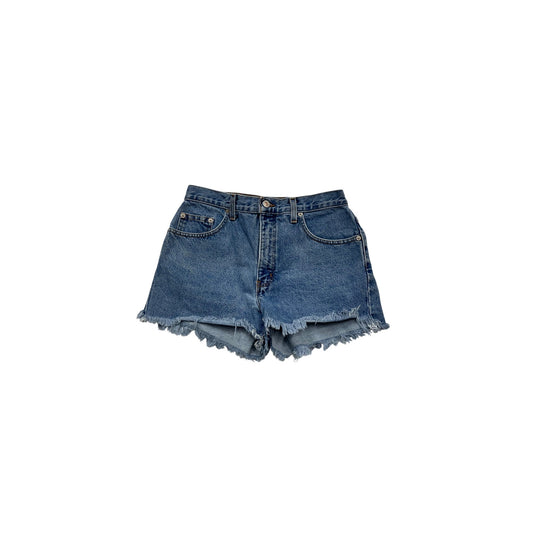 Vintage London Jean Distressed Denim High Waist Cut Off Shorts #887A
