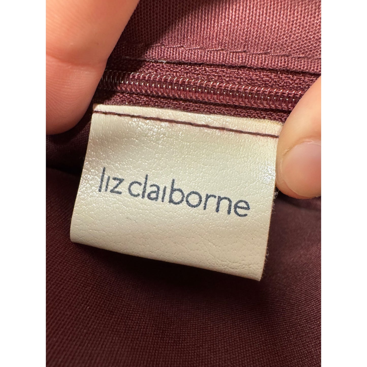 Liz Claiborne Red Faux Leather Hobo Bag With Brass Hardware #10B