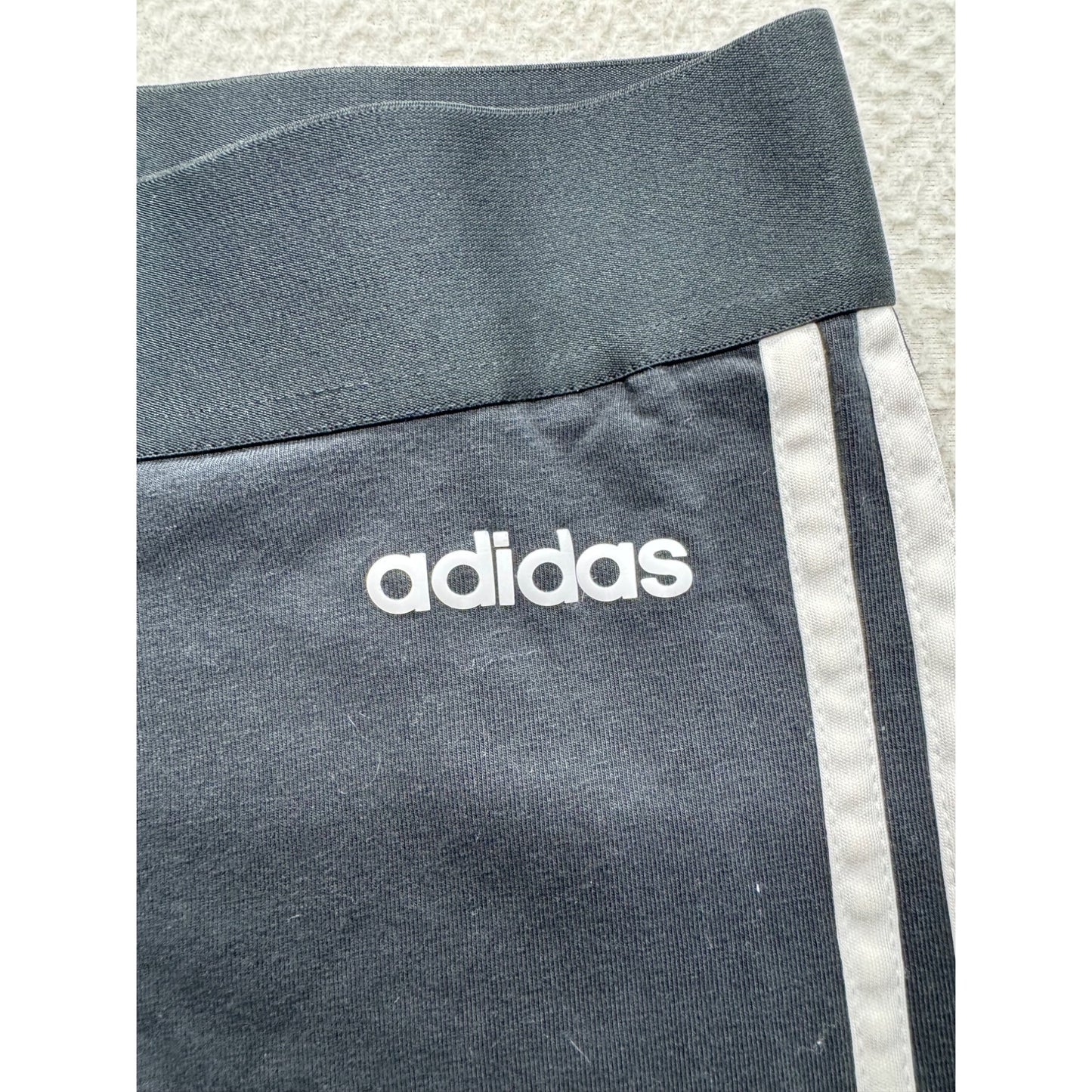 Adidas Black Slim-Fit Leggings With Iconic White Stripes Size M 35.5" #321B