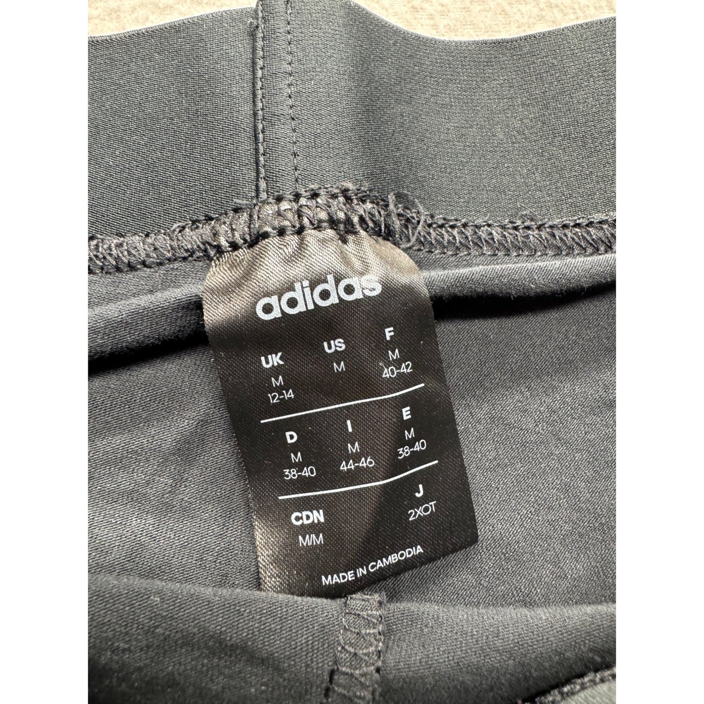 Adidas Black Slim-Fit Leggings With Iconic White Stripes Size M 35.5" #321B