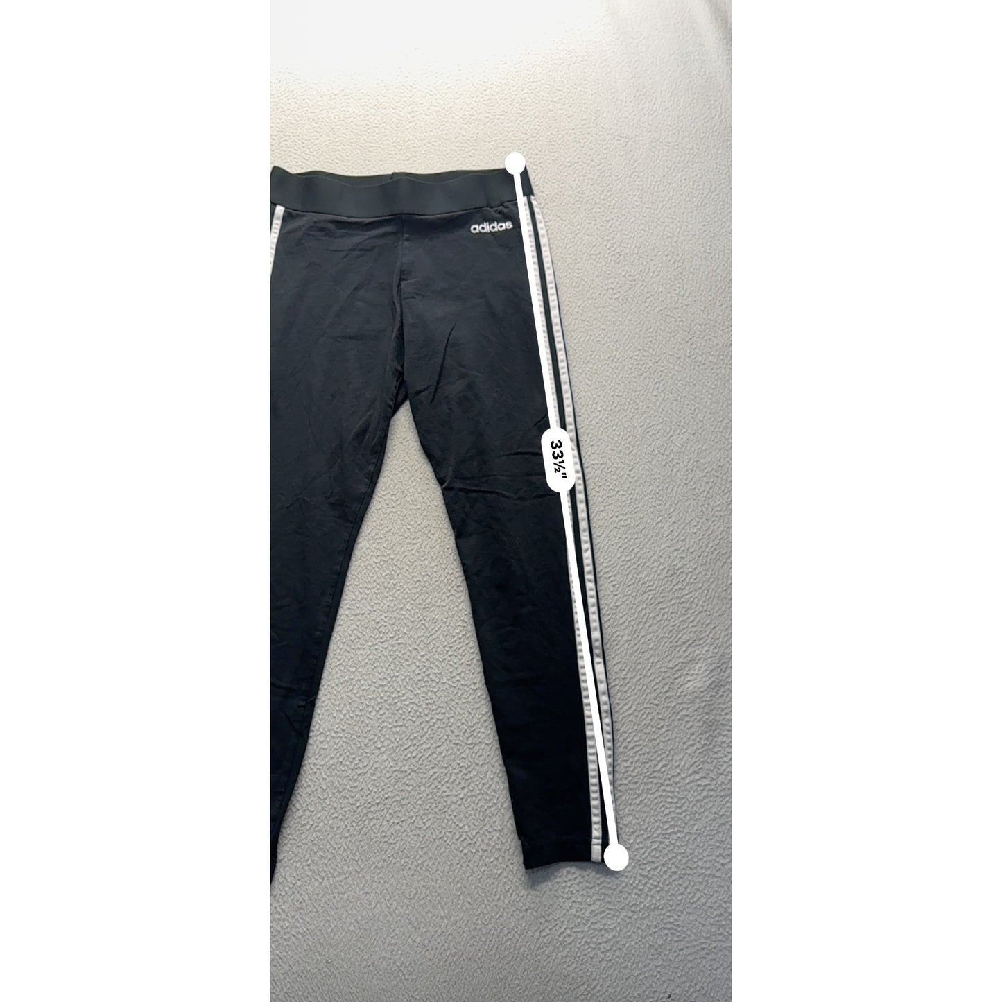 Adidas Black Slim-Fit Leggings With Iconic White Stripes Size M 35.5" #321B
