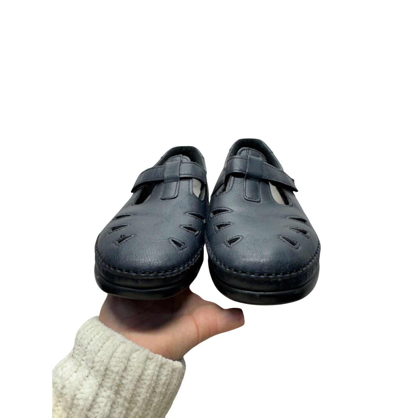 SAS Tripad Comfort Navy Leather Mary Jane Shoes With Cutouts #9833