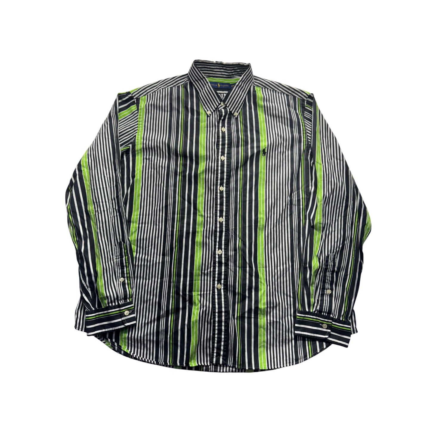 Ralph Lauren Striped Button-Up Shirt Black/Green/White XXL #7885