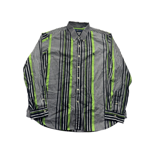 Ralph Lauren Striped Button-Up Shirt Black/Green/White XXL #7885