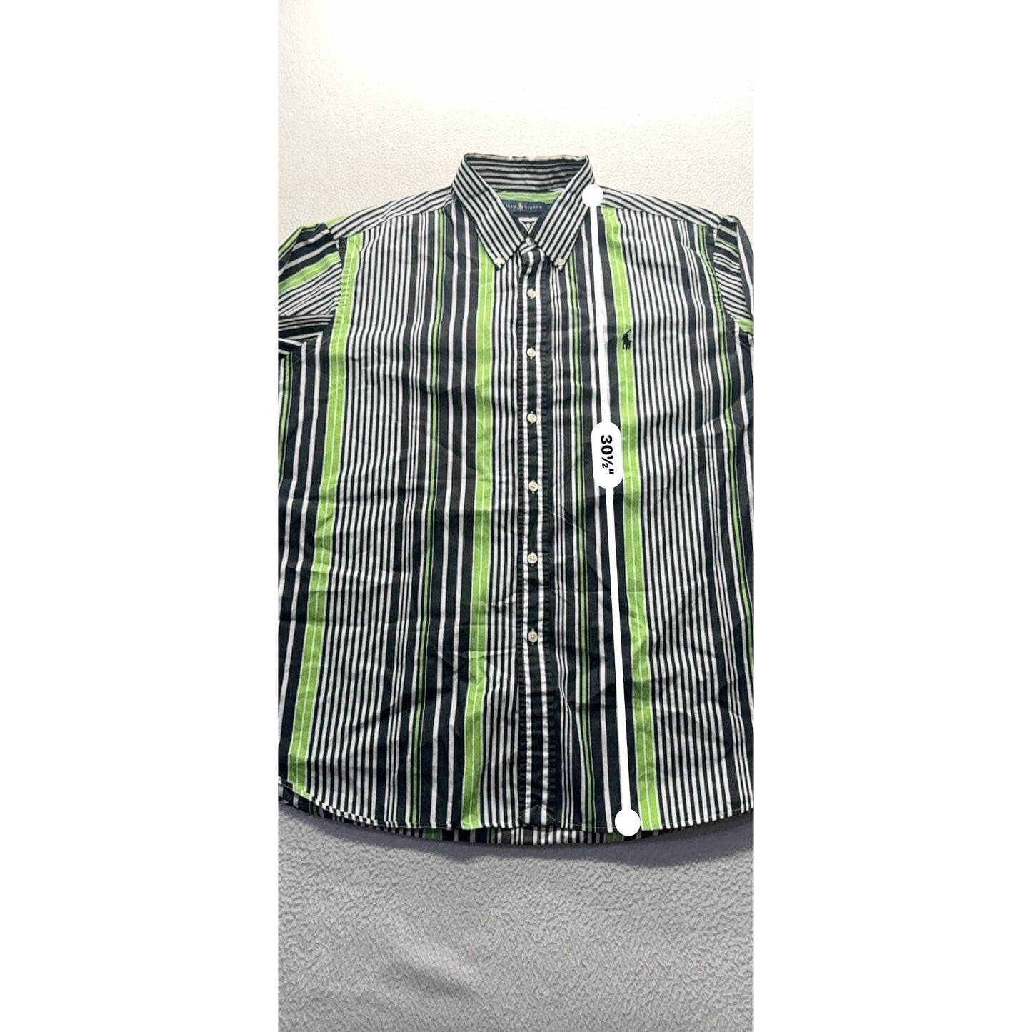 Ralph Lauren Striped Button-Up Shirt Black/Green/White XXL #7885