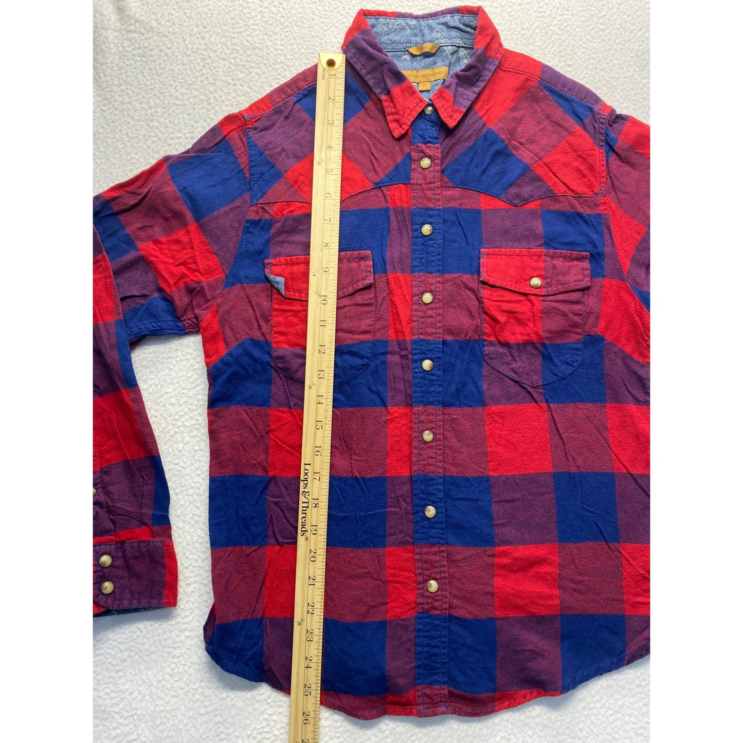 Jachs Girlfriend Red & Blue Plaid Flannel #5680