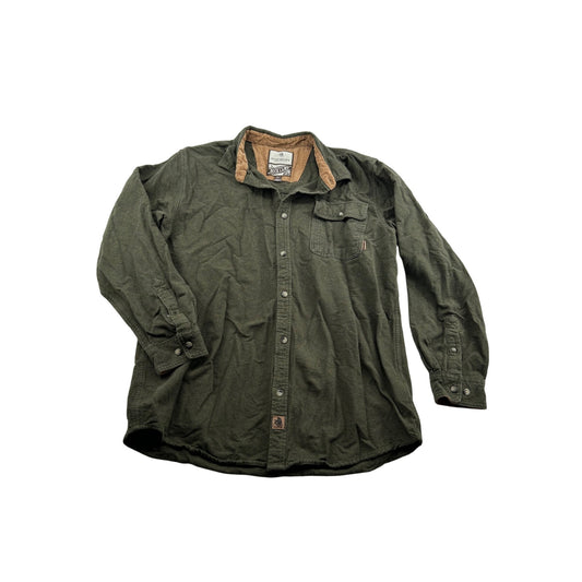 Legendary Whitetails Buck Camp Flannel Olive Green Long Sleeve Corduroy Collar #6655