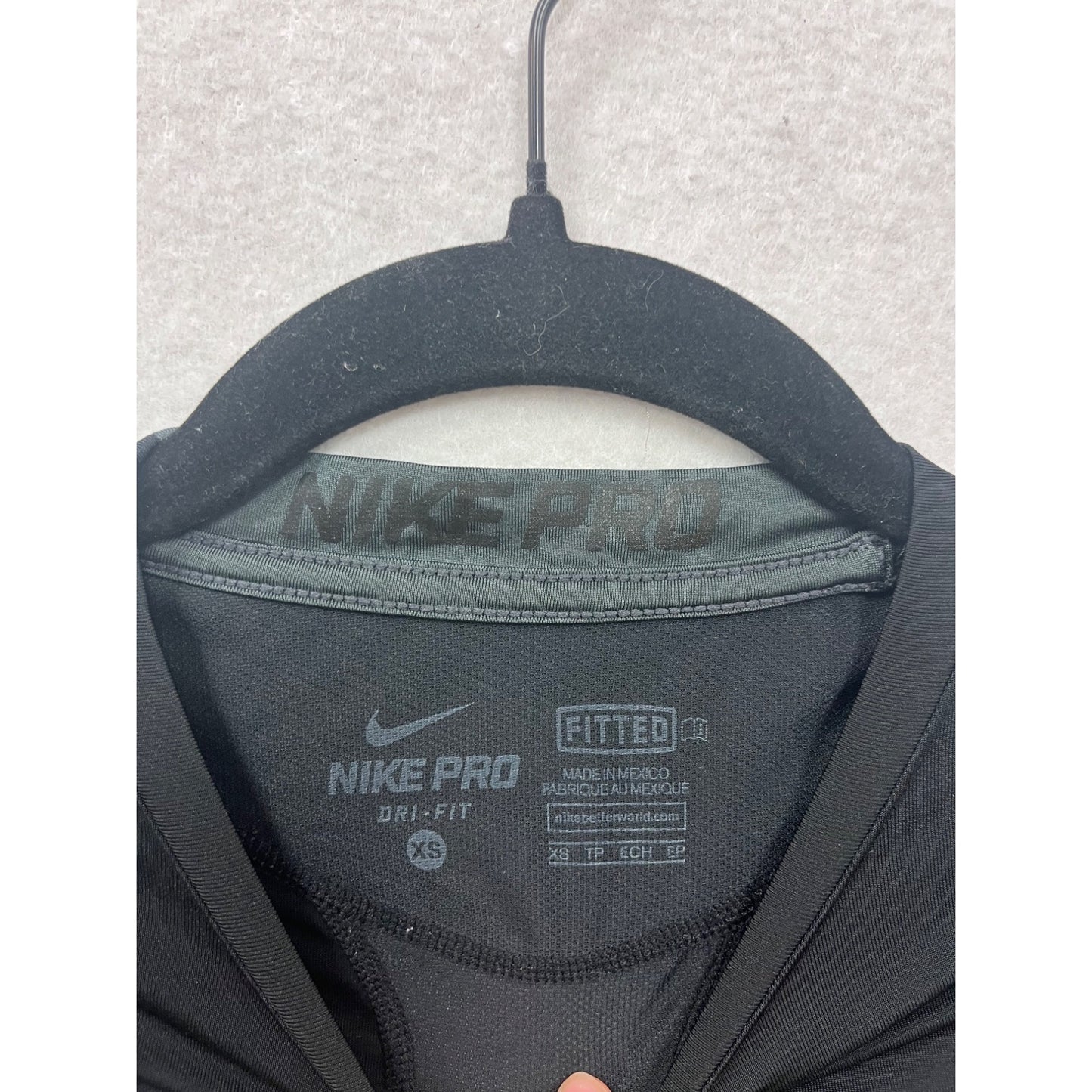 Nike Pro Black Long Sleeve Fitted Dri-Fit Shirt XS #8616