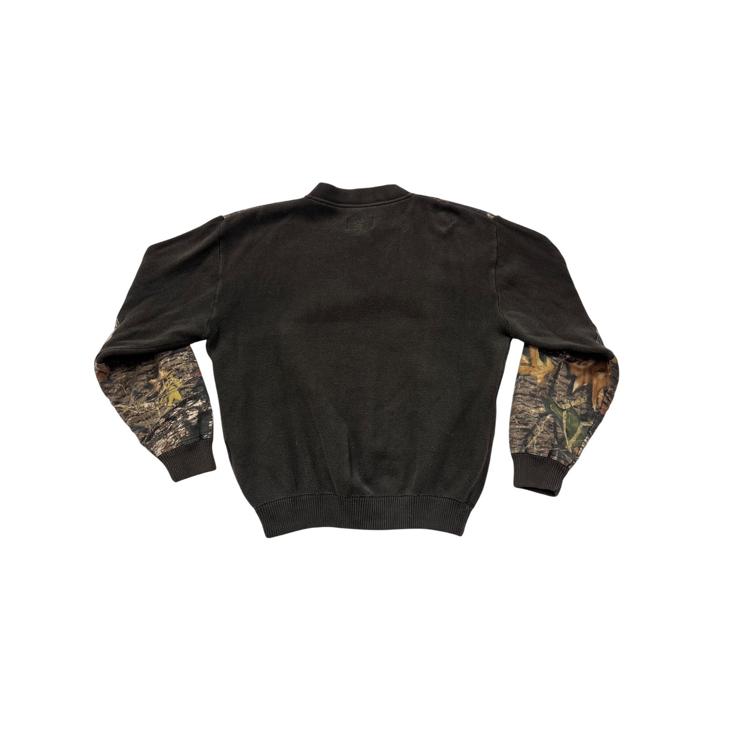 Browning Large Camo Sleeve Waffle Knit Cotton Henley Sweater #8831