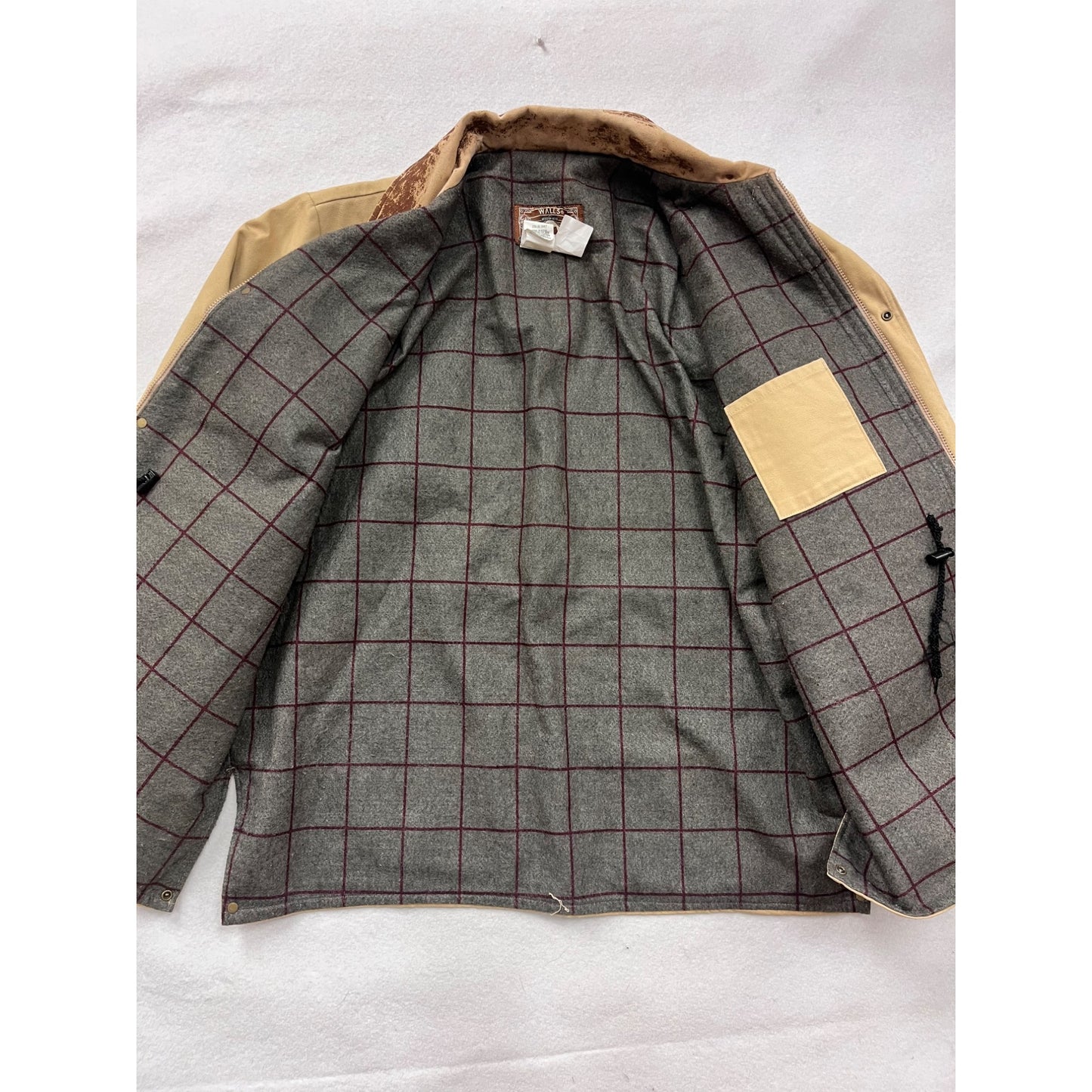 Walls Western Wear Jacket 2X Beige W/ Faux Leather Collar & Pockets #8674