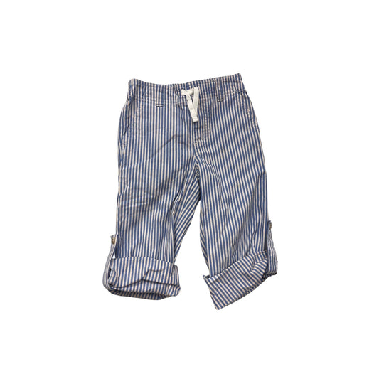 Striped Blue & White Cotton Roll-Up Pants With Elastic Waist - 2T #8470