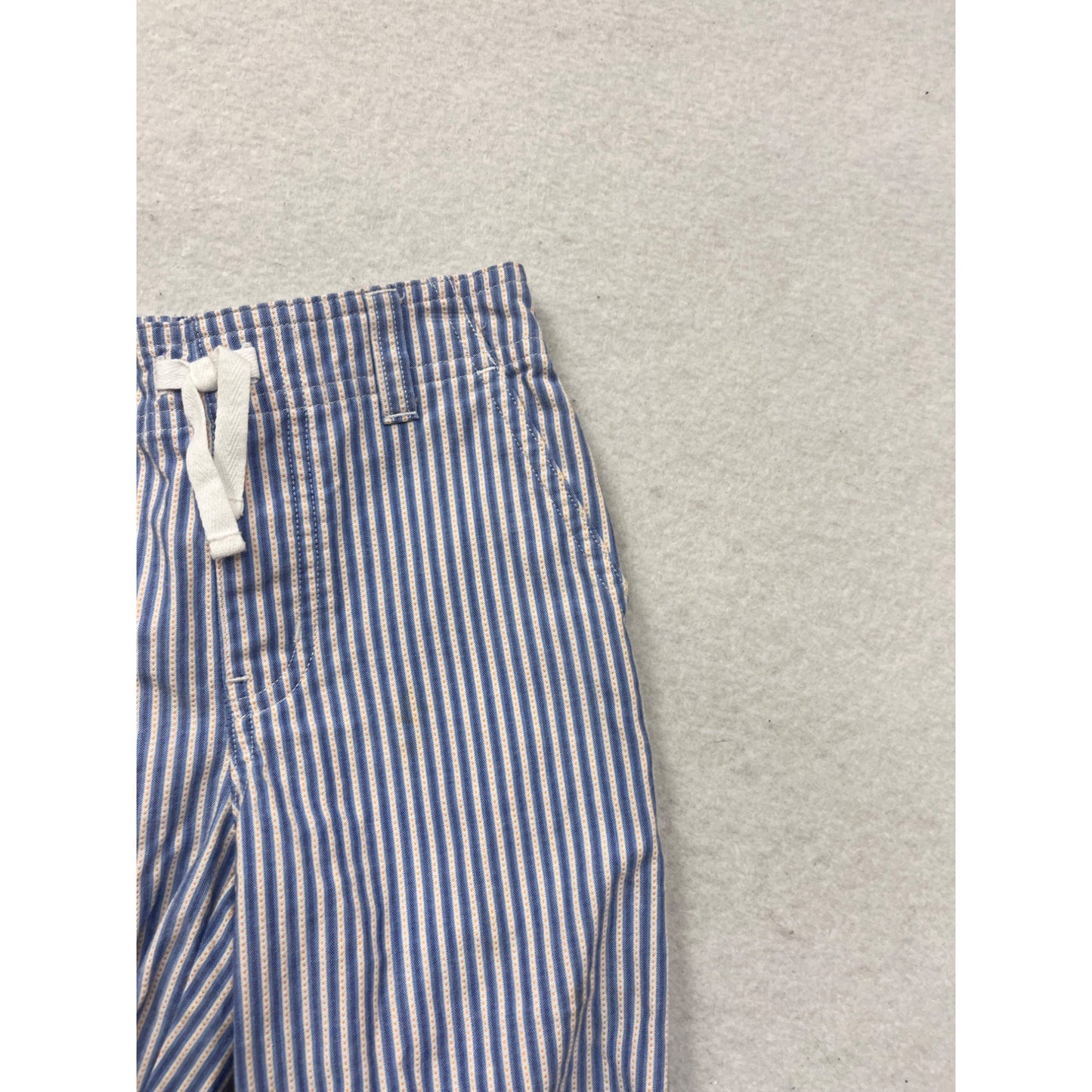 Striped Blue & White Cotton Roll-Up Pants With Elastic Waist - 2T #8470
