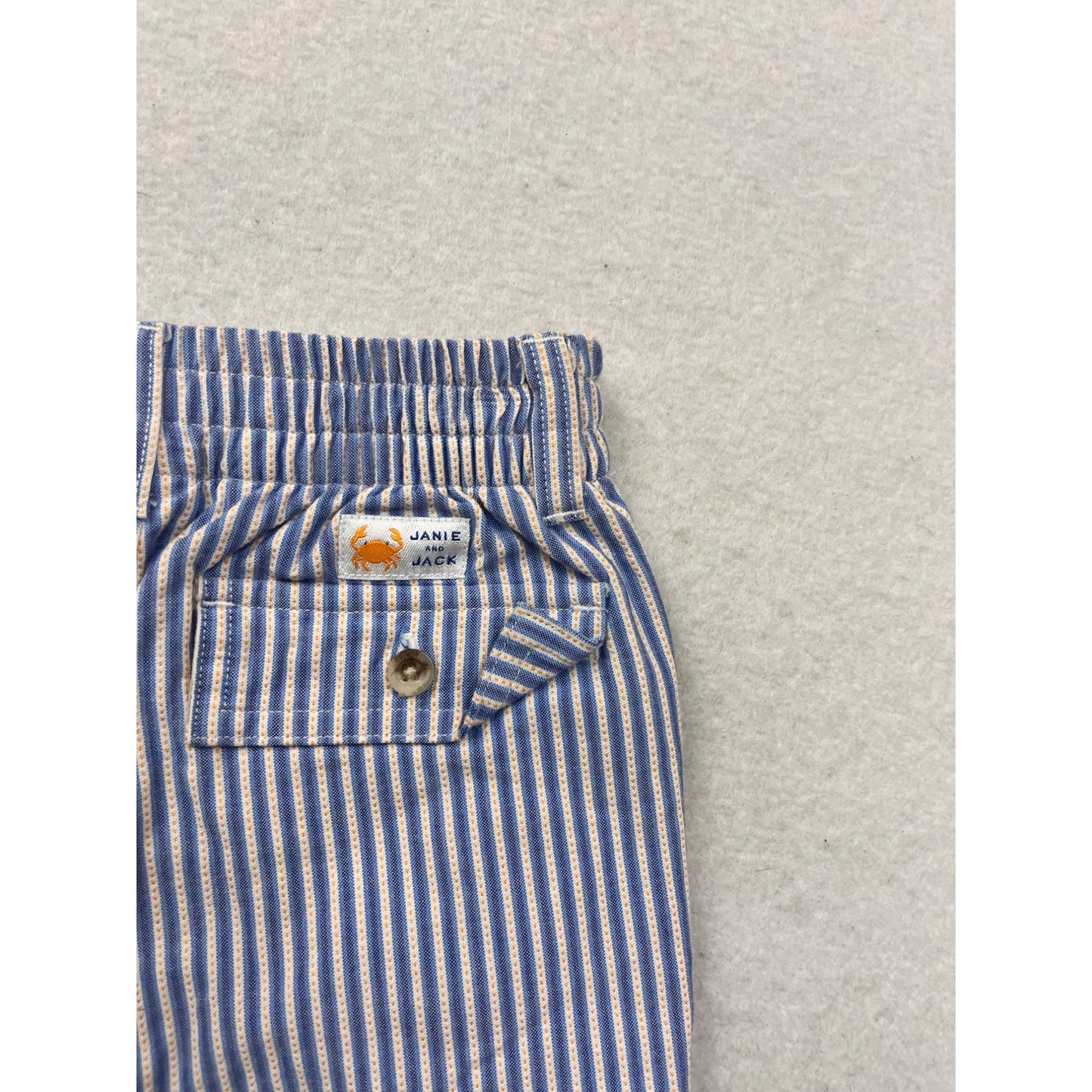 Striped Blue & White Cotton Roll-Up Pants With Elastic Waist - 2T #8470