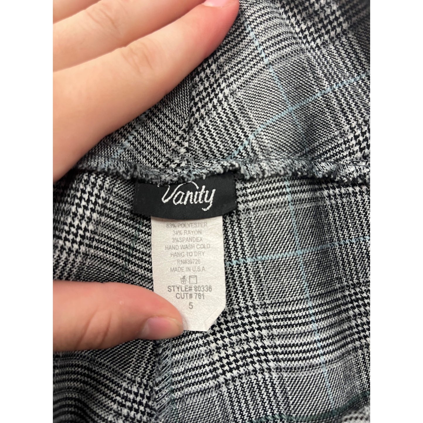 Gray Plaid Dress Pants By Vanity Size 5 #8698