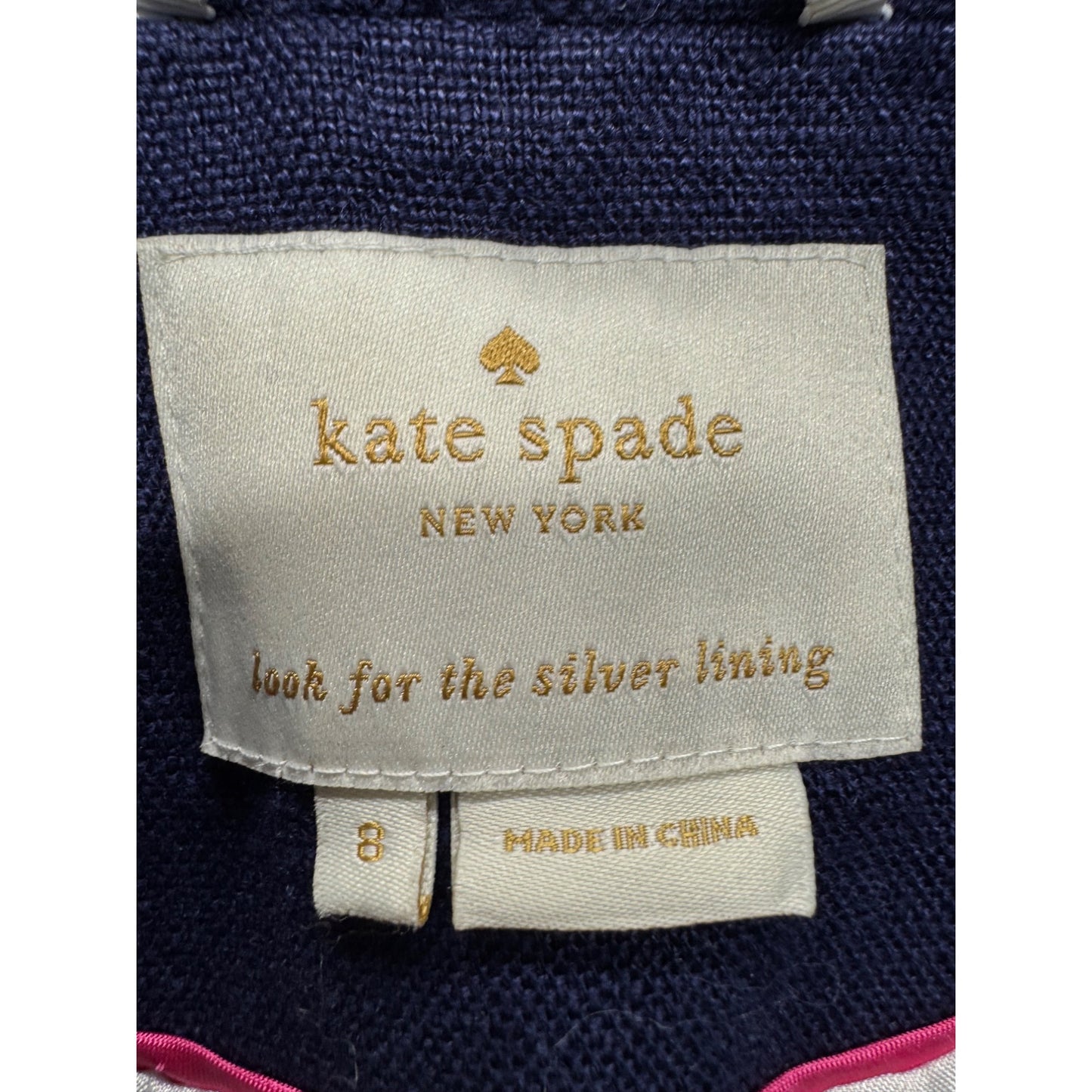 Kate Spade New York Navy Blazer Size 8 Linen Blend Double Button Front 114B