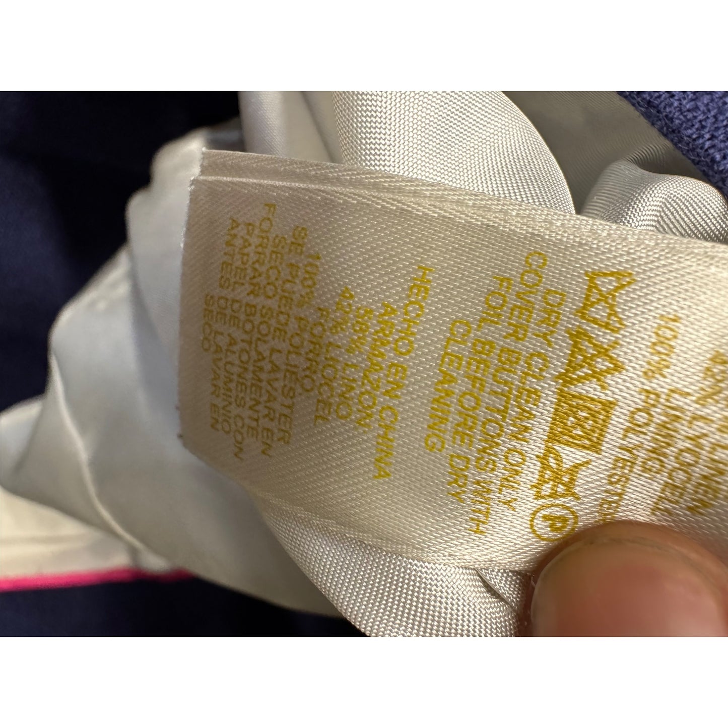 Kate Spade New York Navy Blazer Size 8 Linen Blend Double Button Front 114B