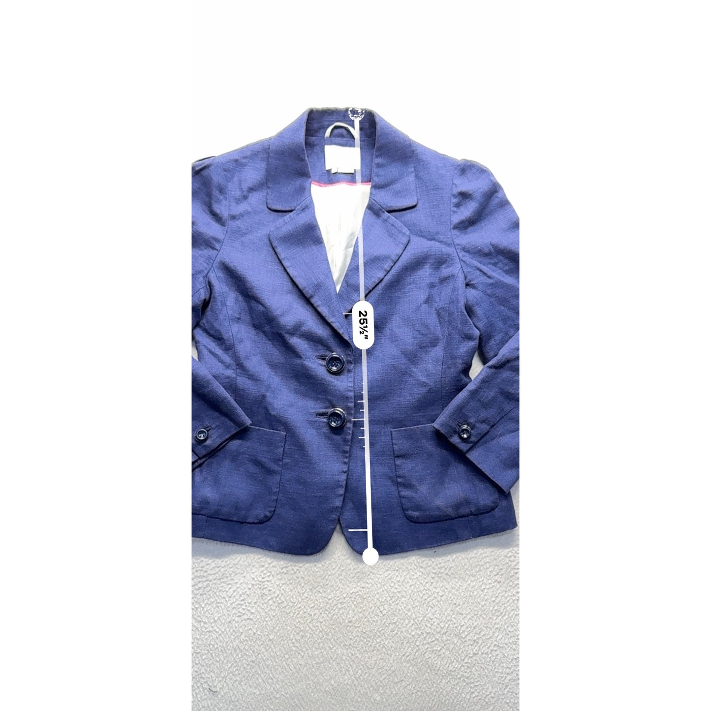 Kate Spade New York Navy Blazer Size 8 Linen Blend Double Button Front 114B