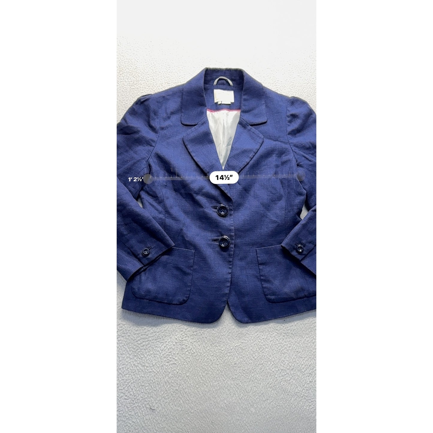 Kate Spade New York Navy Blazer Size 8 Linen Blend Double Button Front 114B