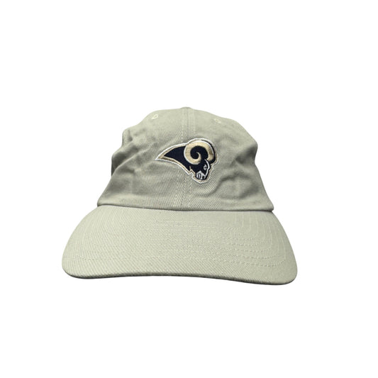 Vintage NFL Rams Beige Adjustable Baseball Cap With Embroidered Logo #9680