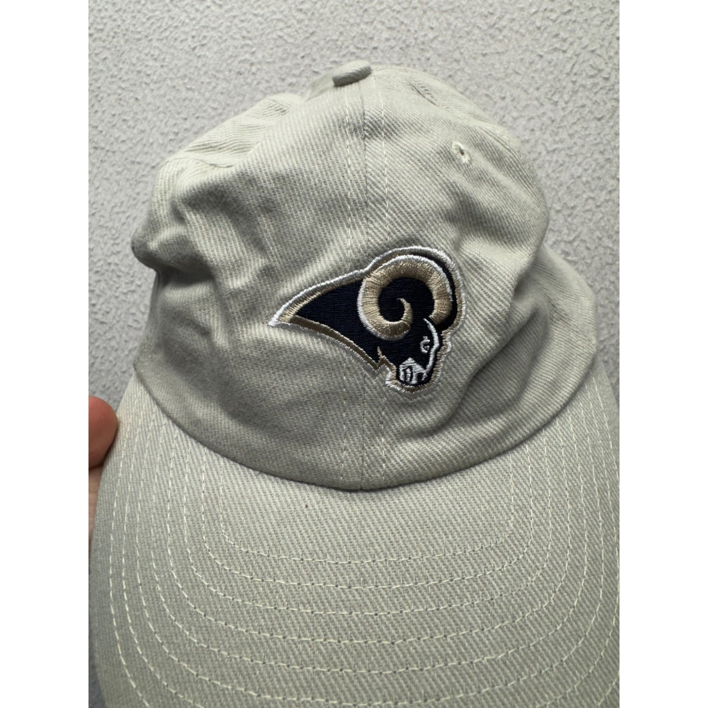 Vintage NFL Rams Beige Adjustable Baseball Cap With Embroidered Logo #9680