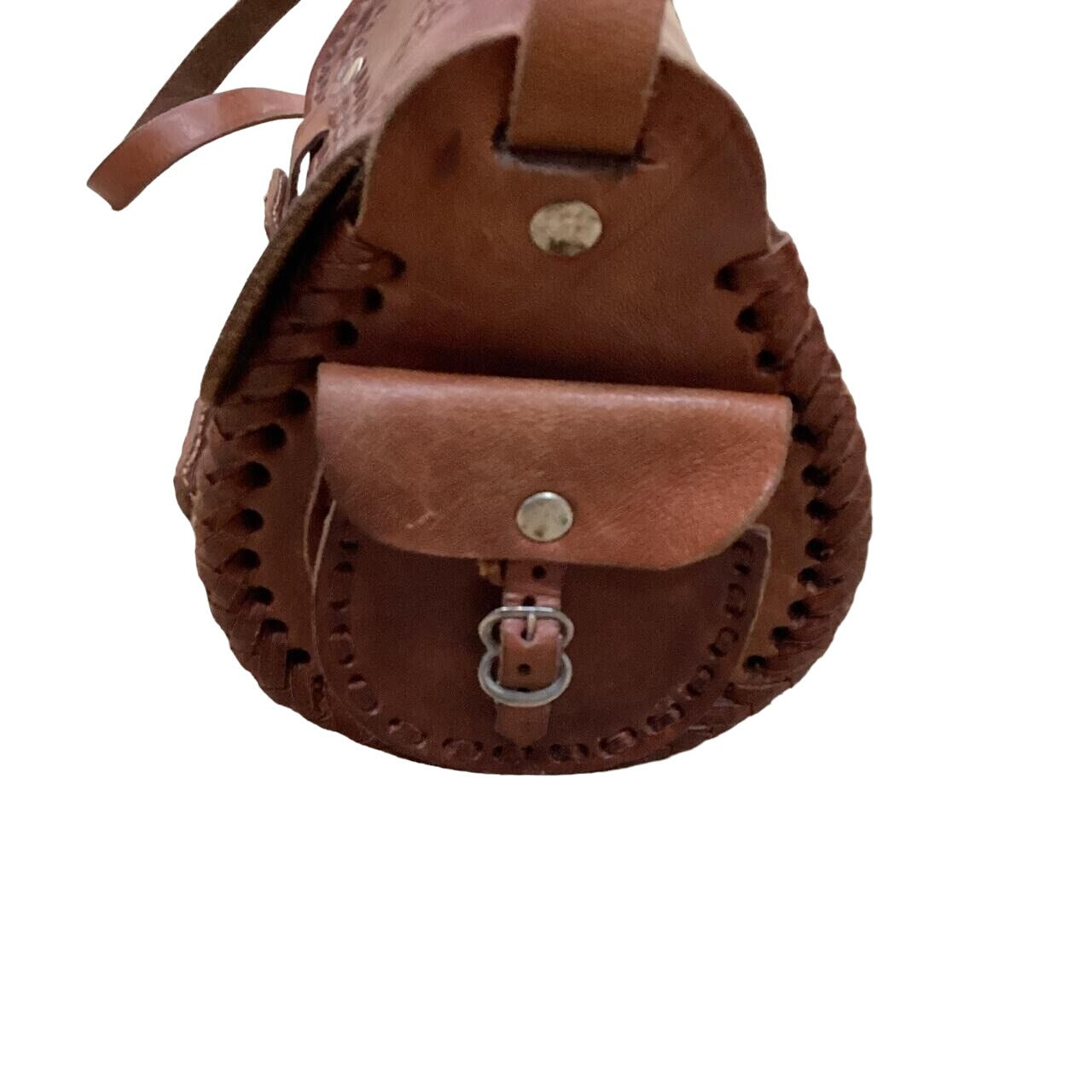 Vintage Handcrafted Brown Leather Crossbody Bag With Adjustable Strap & Buckle #931