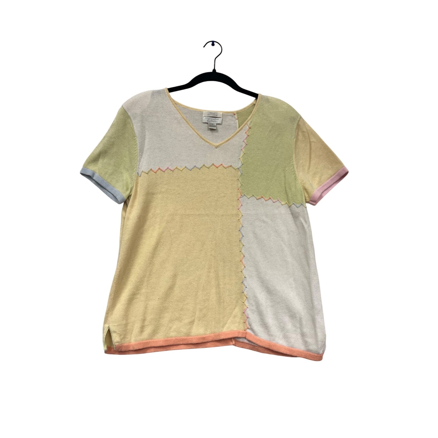 Christopher & Banks Patchwork Short Sleeve Top L #504A