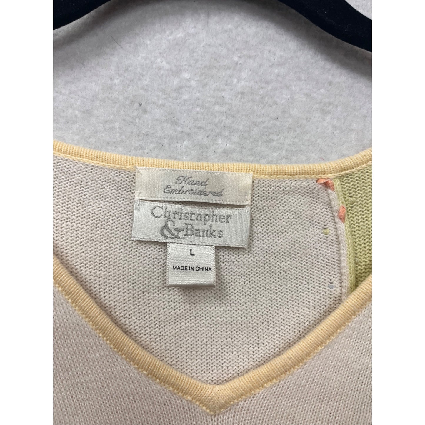 Christopher & Banks Patchwork Short Sleeve Top L #504A