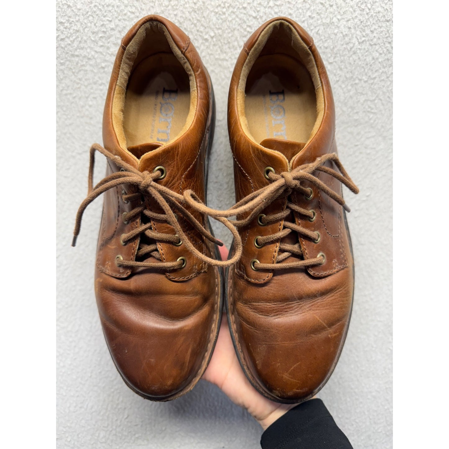 Born Brown Leather Lace-Up Oxford Shoes Comfortable Casual Sole #132B