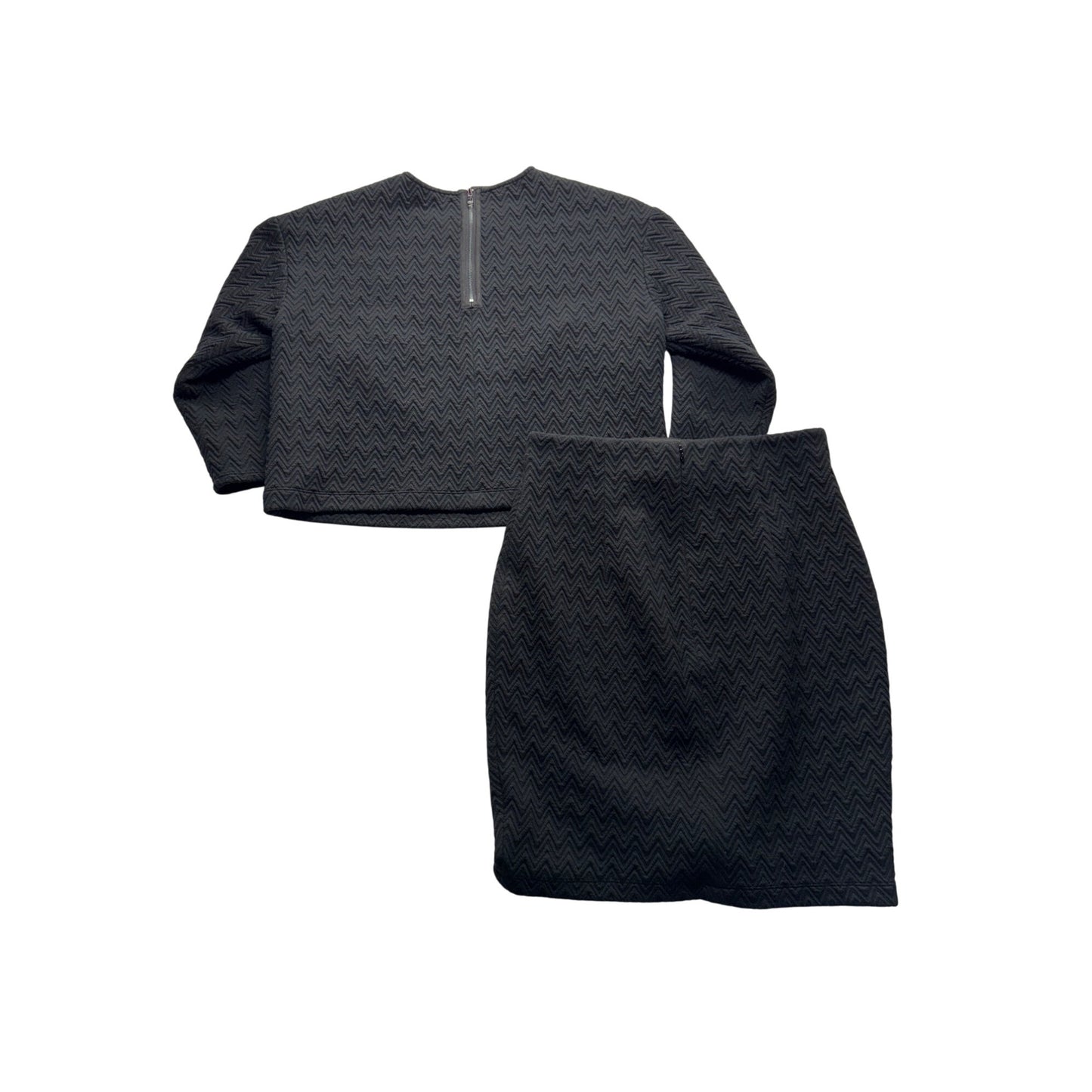 Black Two-Piece Skirt & Top Set 3/4 Sleeves  Womens Medium #7794