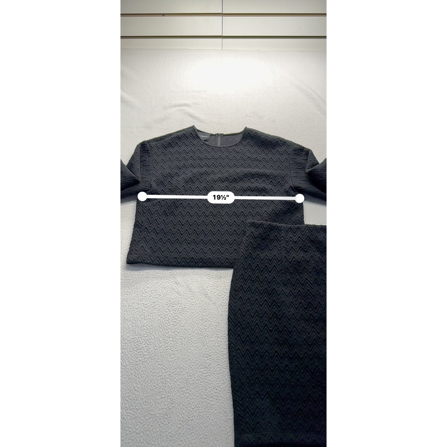 Black Two-Piece Skirt & Top Set 3/4 Sleeves  Womens Medium #7794