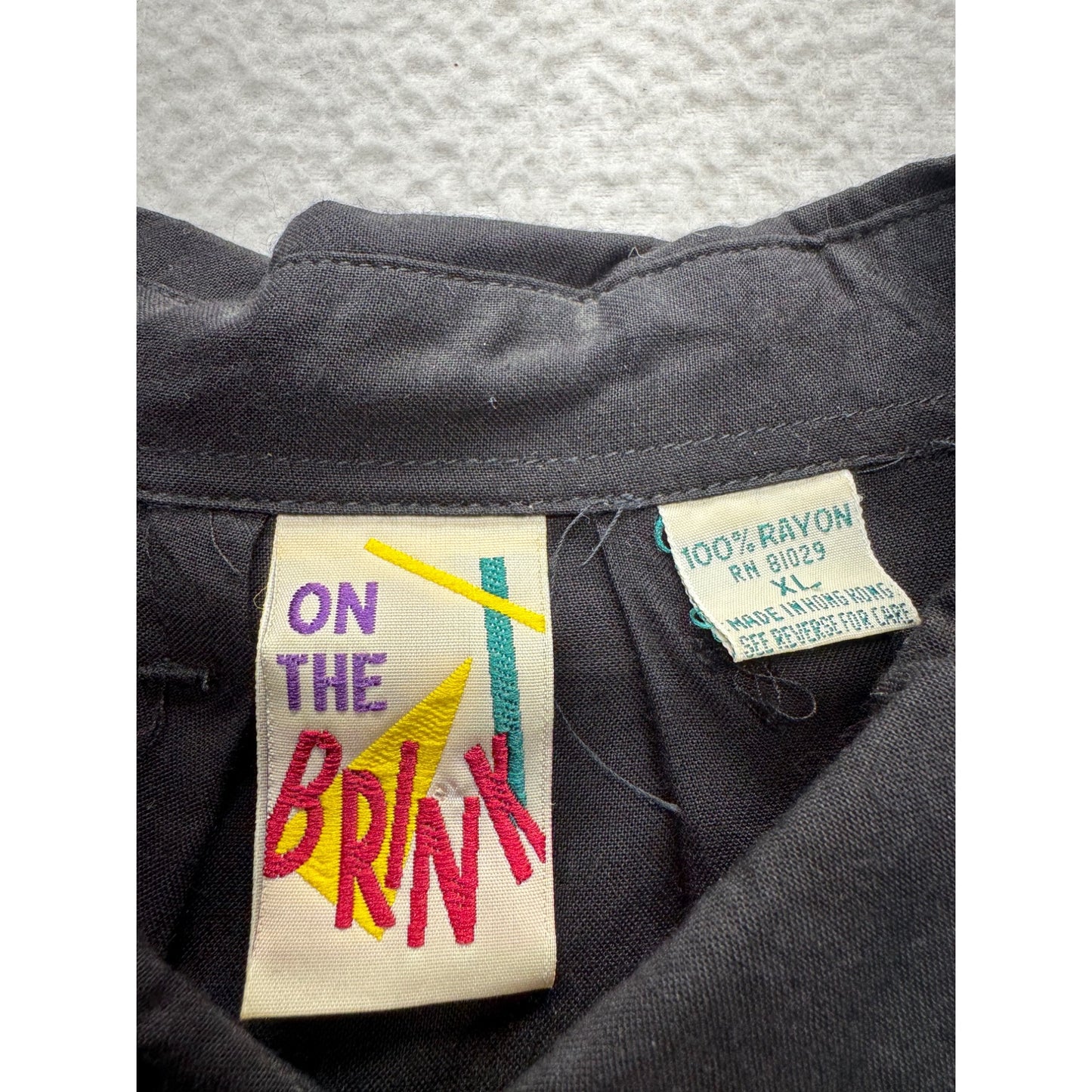 VTG On The Brink Black Button-Up Short Sleeve Shirt XL #9072