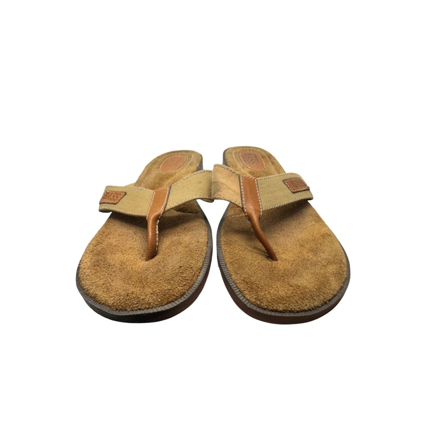 G.H. Bass & Co. Brown Suede & Canvas Flip-Flops With Rubber Sole Size 10 9453