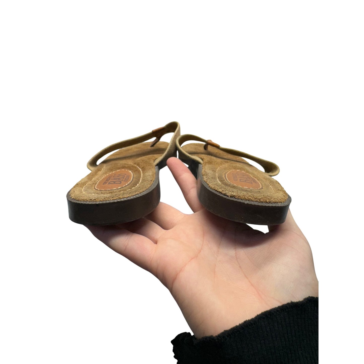 G.H. Bass & Co. Brown Suede & Canvas Flip-Flops With Rubber Sole Size 10 9453