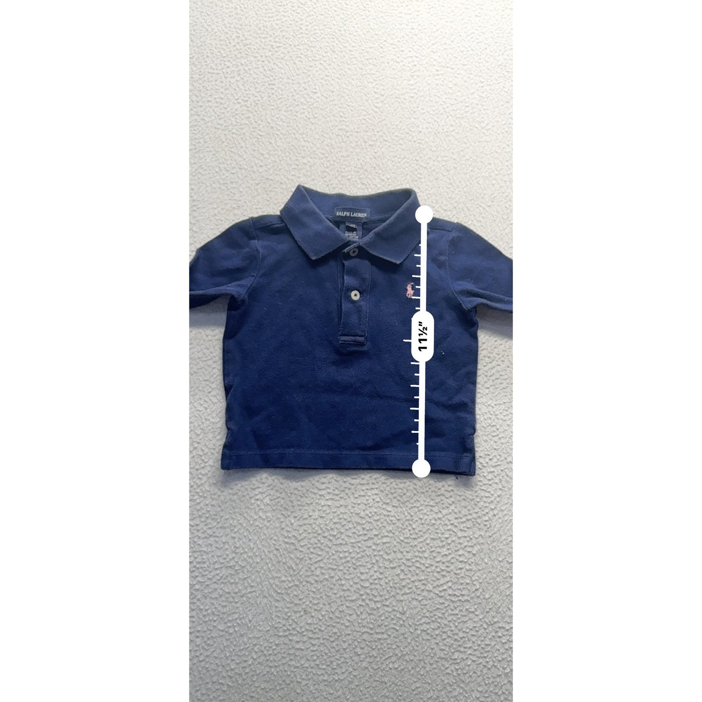Ralph Lauren Navy Blue Long Sleeve Polo Shirt Kids 2T Cotton Blend  #9107