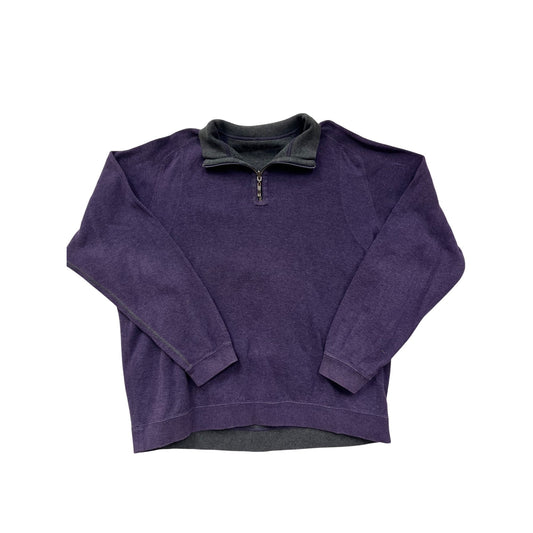Tommy Bahama Mens Reversible Quarter-Zip Pullover Sweater Purple & Gray #6404