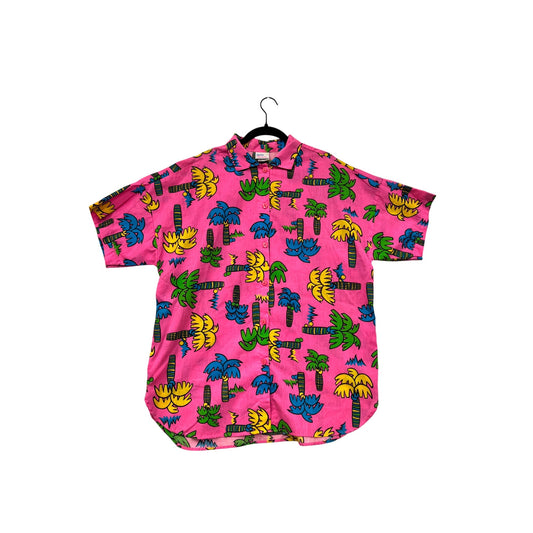 Vintage Avon Fashions Tropical Palm Tree Print Button-Up Shirt #8852