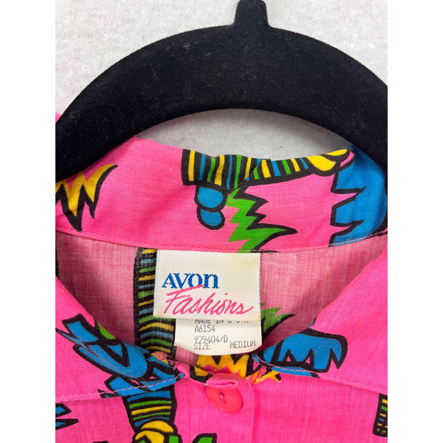 Vintage Avon Fashions Tropical Palm Tree Print Button-Up Shirt #8852