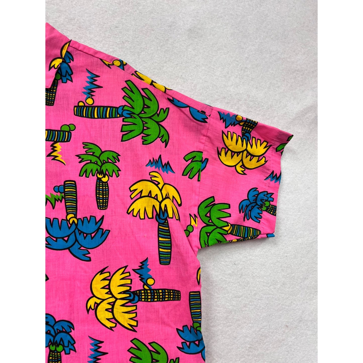 Vintage Avon Fashions Tropical Palm Tree Print Button-Up Shirt #8852