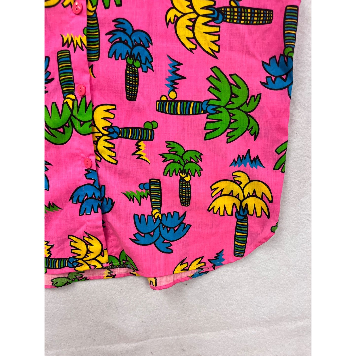 Vintage Avon Fashions Tropical Palm Tree Print Button-Up Shirt #8852