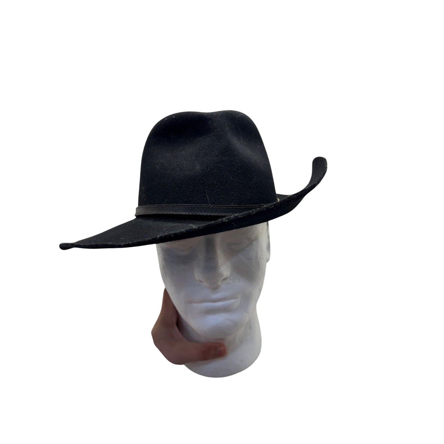 Black Felt Western Hat With Leather Band & Buckle Accent #9769
