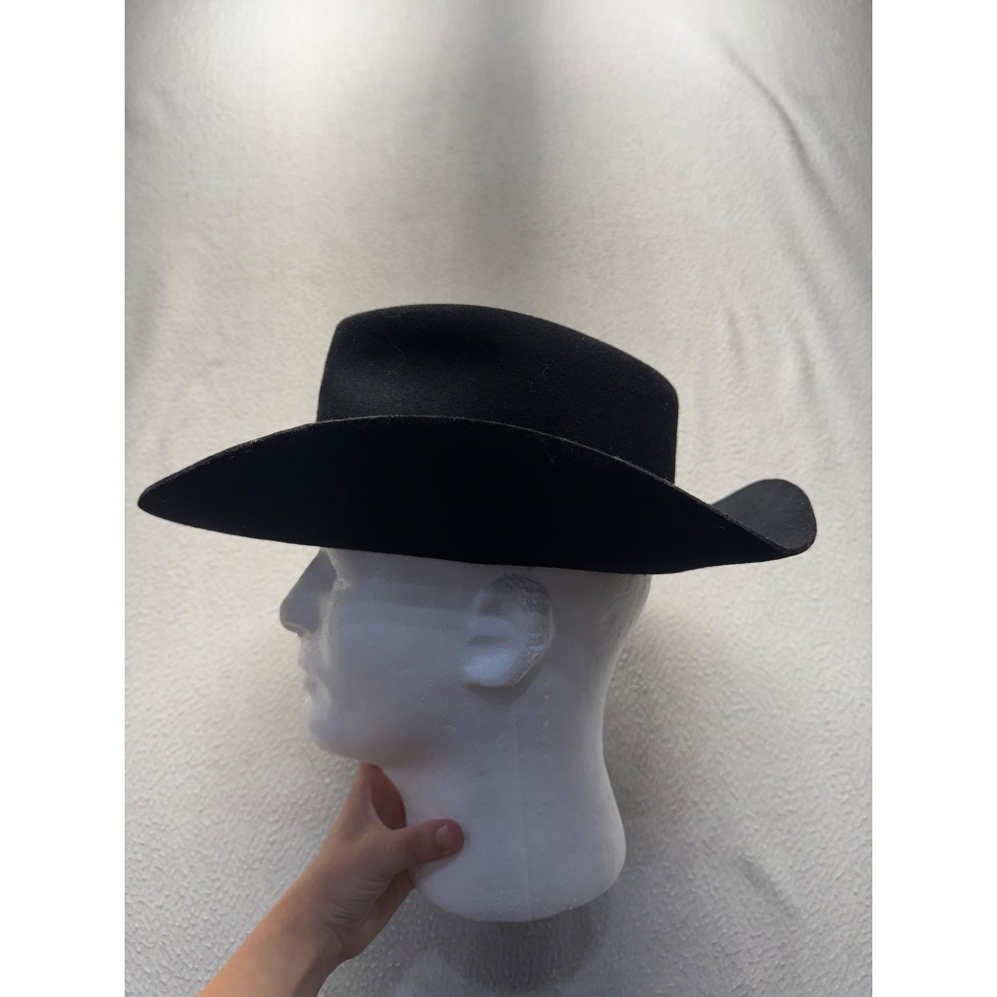 Black Felt Western Hat With Leather Band & Buckle Accent #9769