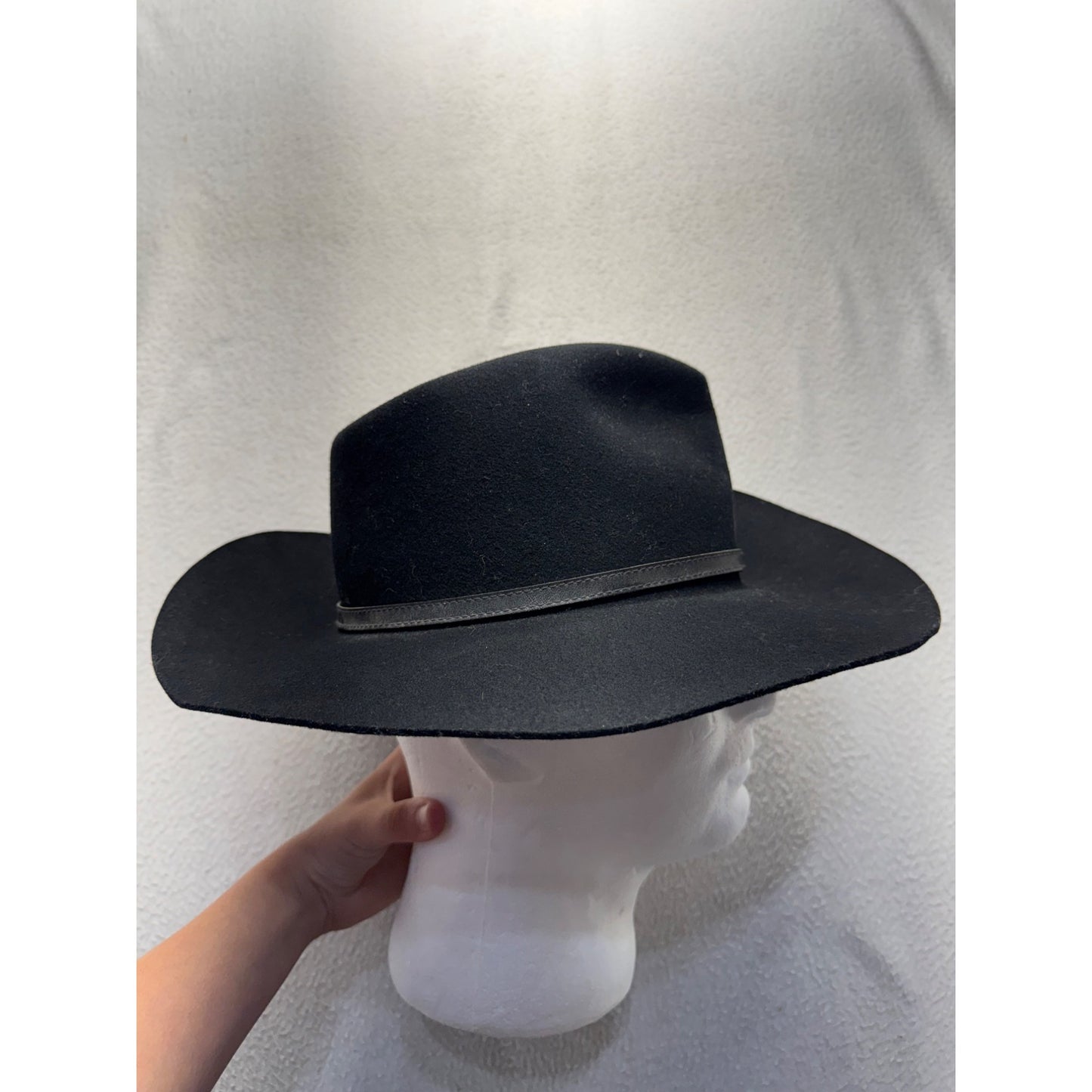 Black Felt Western Hat With Leather Band & Buckle Accent #9769