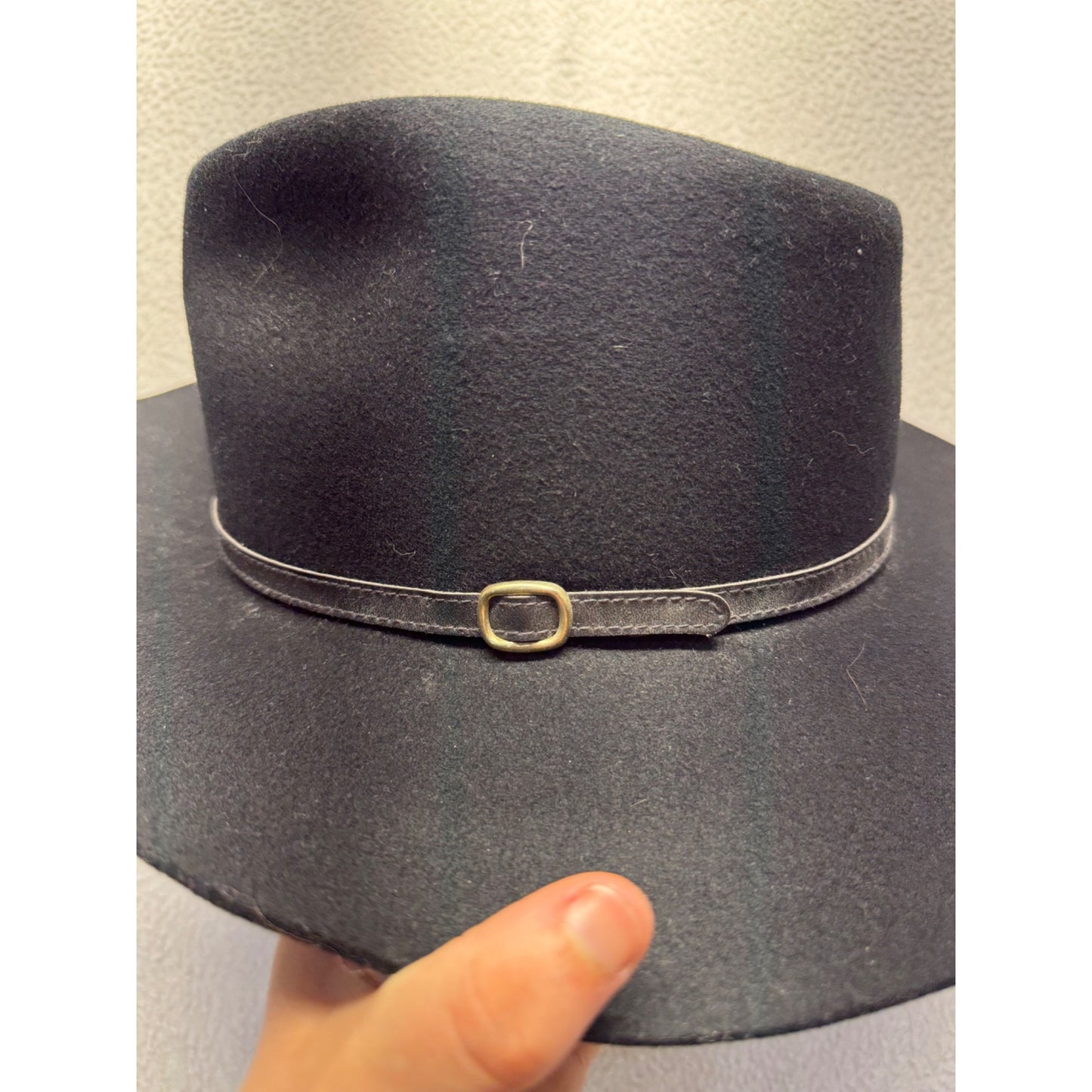 Black Felt Western Hat With Leather Band & Buckle Accent #9769