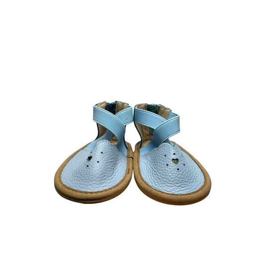 Blue Leather Baby Soft Sole Ankle Strap Crib Shoes Size 3 #9649