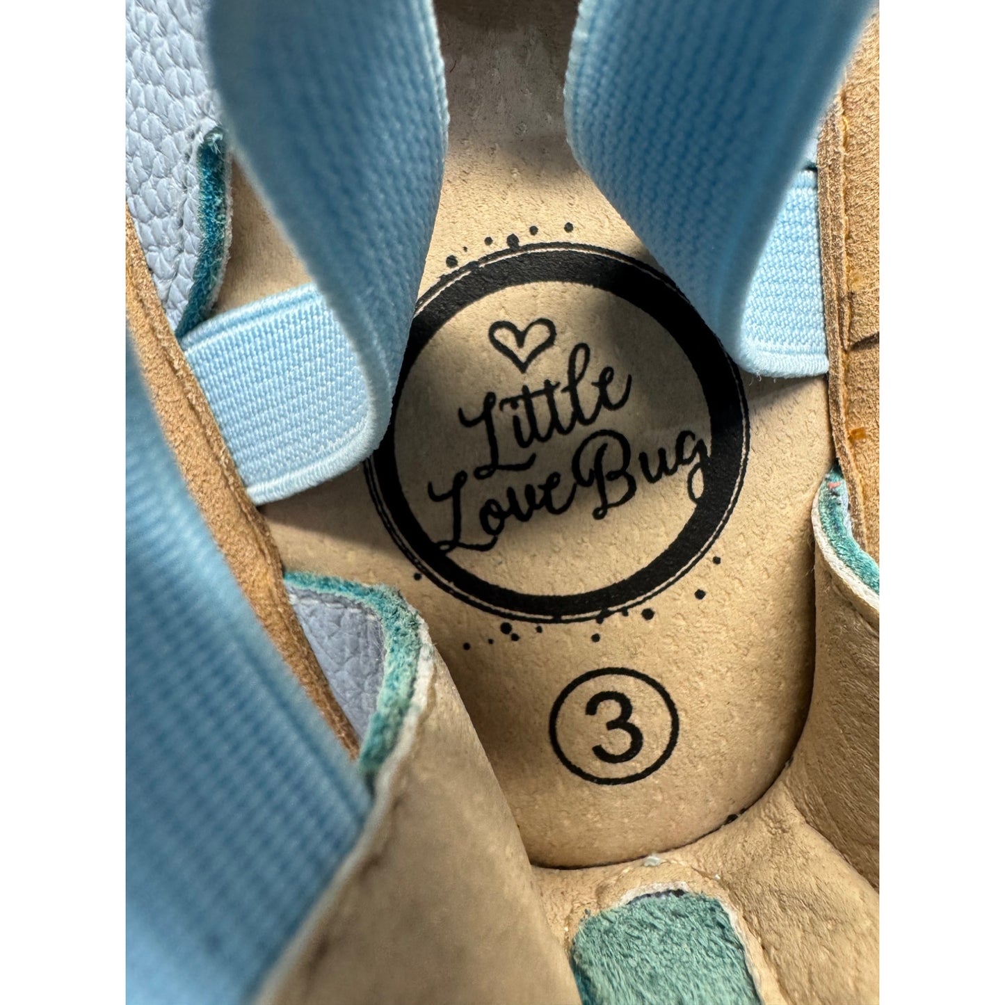 Blue Leather Baby Soft Sole Ankle Strap Crib Shoes Size 3 #9649