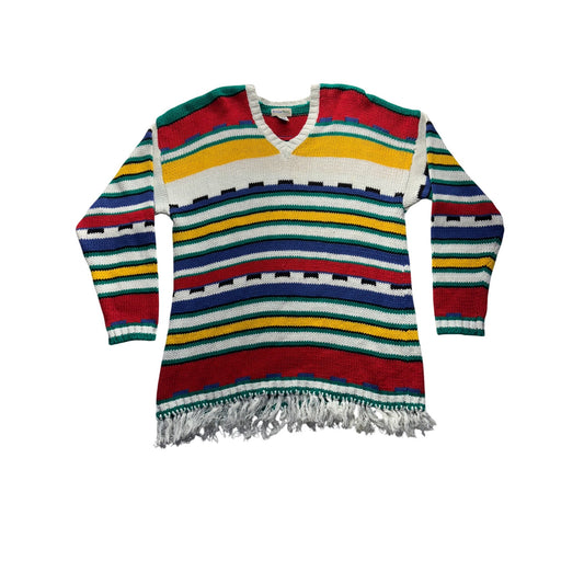 Vintage Boundary Waters Striped Fringe Sweater #7673